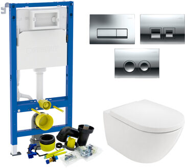 Geberit UP100 Toiletset Compleet | Inbouwreservoir | Villeroy & Boch Subway 3.0 | Drukplaat Verschillende kleuren