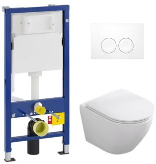 Geberit UP100 toiletset met Saniclear Itsie mat witte toiletpot randloos met softclose zitting