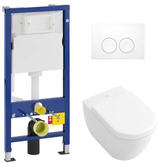 Geberit UP100 toiletset met Villeroy en Boch Subway 2.0 compact wandcloset met Direct Flush en zitting