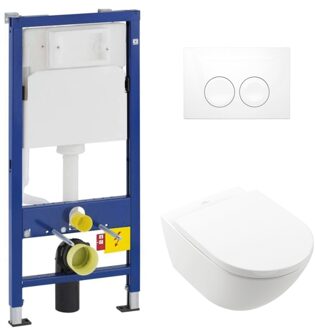 Geberit UP100 toiletset met Villeroy en Boch Subway 3.0 mat wit toilet met CeramicPlus met softclose zitting