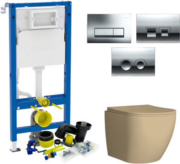 Geberit up100 Toiletset Mudo | Met Zitting | Mat Beige | Delta Drukplaat