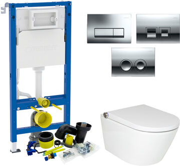 Geberit up100 Toiletset RapoWash Basic By Geberit | Met Bidetspoeler | Delta Drukplaat Wit