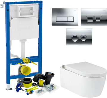 Geberit up100 Toiletset RapoWash Bold By Geberit | Met Bidetspoeler | Delta Drukplaat Wit