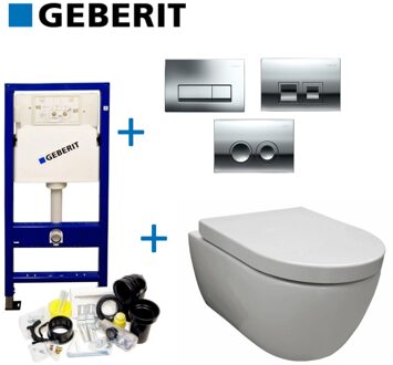 Geberit UP100 Toiletset set31 Sanilux Easy Flush Randloos 48cm compact met Delta drukplaat