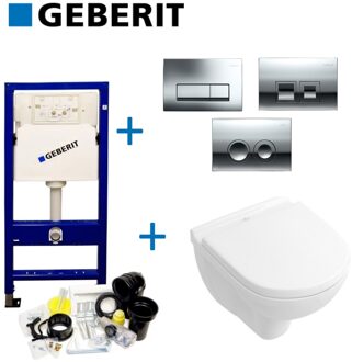 Geberit UP100 Toiletset set48 Villeroy & Boch O.Novo DirectFlush Compact Met Delta drukplaat