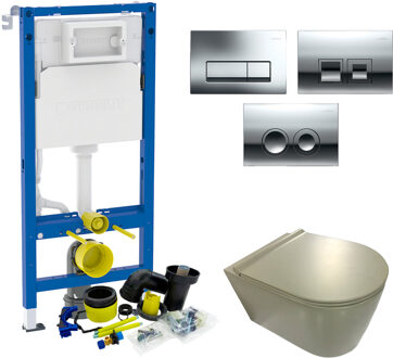 Geberit UP100 Toiletset set49 Civita Randloos Mat Legergroen Met Delta drukplaat