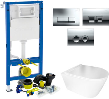 Geberit UP100 Toiletset Set55 BWS Plana Randloos Mat Wit Met Delta drukplaat