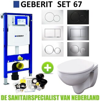 Geberit Up320 Toiletset 67 Econ Rimfree Met Zitting En Sigma Drukplaat - Sigma 01 - Wit - 115770115