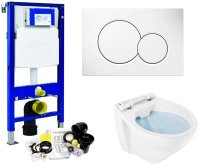 Geberit UP320 Toiletset Compleet | Inbouwreservoir | BWS Design Randloos Wit | Met drukplaat | SET78