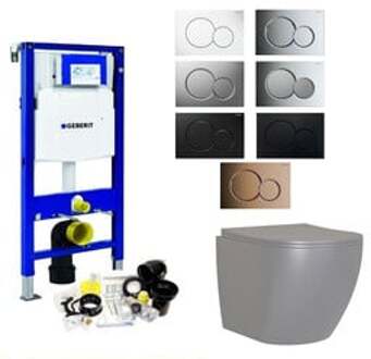 Geberit UP320 Toiletset Compleet | Inbouwreservoir | Mudo Mat Grijs Randloos | Drukplaat