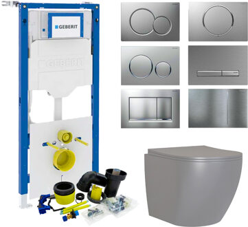 Geberit UP320 Toiletset Compleet | Inbouwreservoir | Mudo Mat Grijs Randloos | Drukplaat