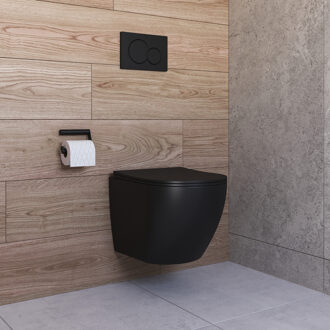 Geberit UP320 Toiletset Compleet | Inbouwreservoir | Mudo Randloos Mat Zwart | Met drukplaat | SET65