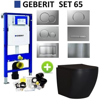 Geberit UP320 Toiletset Compleet | Mudo Mat Zwart | Randloos | Met drukplaat | SET65