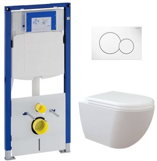 Geberit UP320 toiletset met Creavit randloos toilet met bidetsproeier en softclose zitting
