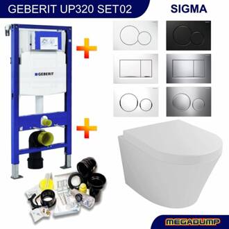 Geberit UP320 Toiletset set12 Wiesbaden Vesta 52 cm met Sigma drukplaat Wit