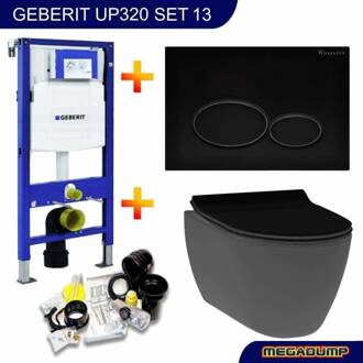 Geberit UP320 Toiletset set13 Idevit Alfa Matzwart Randloos Met Matzwarte Drukplaat