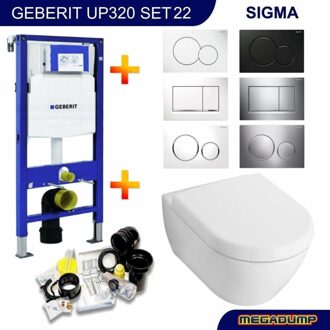 Geberit UP320 Toiletset set20 Villeroy & Boch Subway 2.0 met Sigma drukplaat Wit