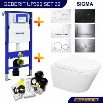 Geberit UP320 Toiletset set24 Wiesbaden Vesta Rimless 52 cm met Sigma drukplaat Wit