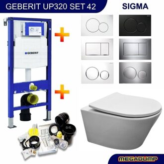 Geberit UP320 Toiletset set37 Wiesbaden Vesta Rimless Mat wit met Sigma drukplaat