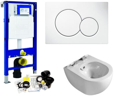 Geberit UP320 Toiletset set43 Creavit Free Met Bidet Randloos Met Sigma Drukplaat