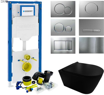 Geberit UP320 Toiletset set44 Civita Black Rimless Mat Zwart Met Sigma Drukplaat