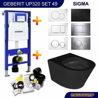 Geberit UP320 Toiletset set45 Wiesbaden Vesta Rimless Mat Zwart Met Sigma Drukplaat