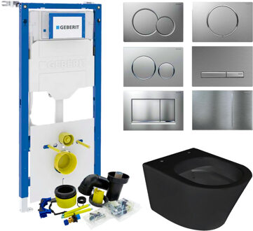 Geberit UP320 Toiletset set45 Wiesbaden Vesta Rimless Mat Zwart Met Sigma Drukplaat