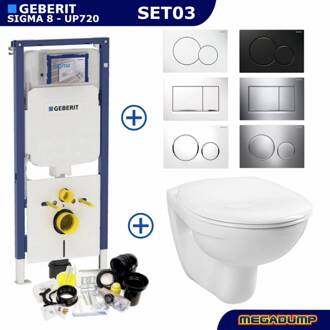 Geberit UP720 Toiletset Compleet | Inbouwreservoir | Sigma 8 Basic Smart Wit | Met drukplaat | SET01