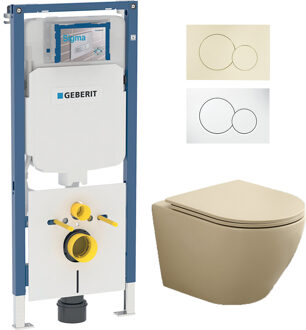 Geberit UP720 toiletset met Saniclear Itsie toiletpot licht ivoor randloos met softclose zitting
