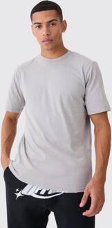 Gebleekt T-Shirt Met Crewneck, Light Grey - XS
