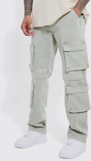 Gebleekte Baggy Cargo Jeans Met Zakken, Sage - 32R