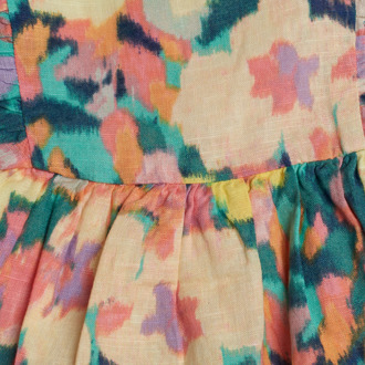 Gebloemde jurk van linnen en katoen 602044 voor babymeisjes Veelkleurig