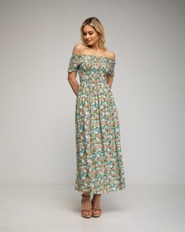 Gebloemde maxi jurk Groen - L
