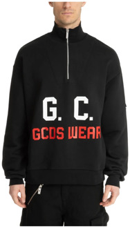 Gebloemde Sweatshirt met Rits en Logo Gcds , Black , Heren - L,M,S