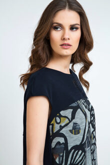 Gebloemde zakjurk met zakken - maat Donkerblauw