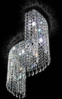 Gebogen kristallen plafondlamp Shine helder, chroom