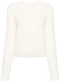 Gebogen Logo Sweater Palm Angels , White , Dames - L,M,S,Xs