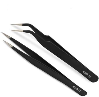 Gebogen Rechte Pincet Anti-Statische Precisie Roestvrij Tang Telefoon Ipad Reparatie Ic Chips Moederbord Reparatie Handgereedschap dubbele