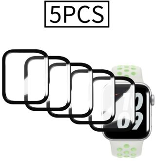 Gebogen Screen Protector Film Voor Apple Horloge 6 Serie 40Mm 44Mm Hd Screen Protector Film Voor Iwatch 6 volledige Lijm 5stk / 40mm