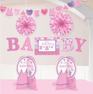 Geboorte-decoraties Meisje 10-delig Roze