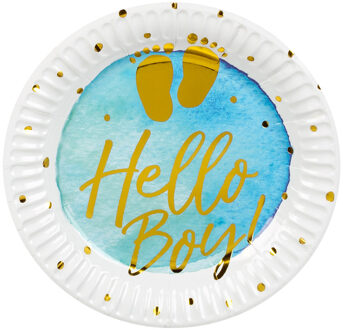 Geboorte Feestbordjes Hello Boy! (10st) Blauw