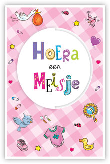 Geboortekaart Hoera Een Meisje Roze Gestanst