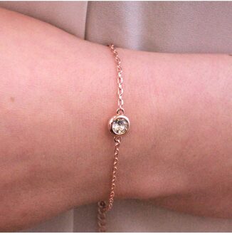 Geboortesteen armband - Oostenrijks kristal Wit en roségoud