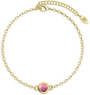 Geboortesteen armbanden - Goud en roze - maat