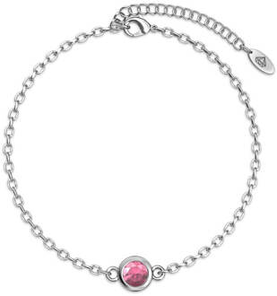 Geboortesteen armbanden - Zilver en roze - maat