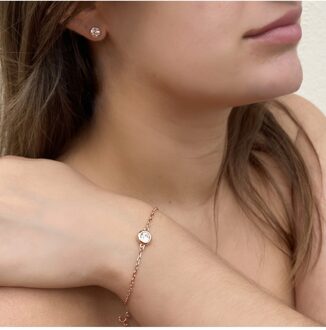 Geboortesteen Maanset en doos - Kristal Wit en roségoud - One Size