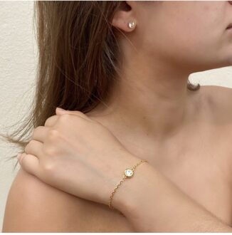 Geboortesteen Maanset en doos - Kristal Wit & Goud - One Size