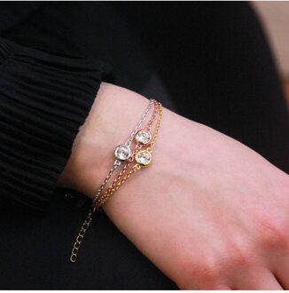 Geboortesteen Trio armband - Oostenrijks kristal Wit & Goud