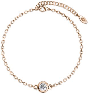 Geboortesteenarmbanden - Roségoud, kristal en paars - One Size