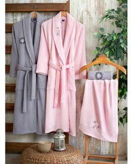 Geborduurd 100 Katoen 4 Stuk Badjassen Set-Loren